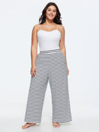 Striped Print Ribbed Pockets Lounge Bottoms