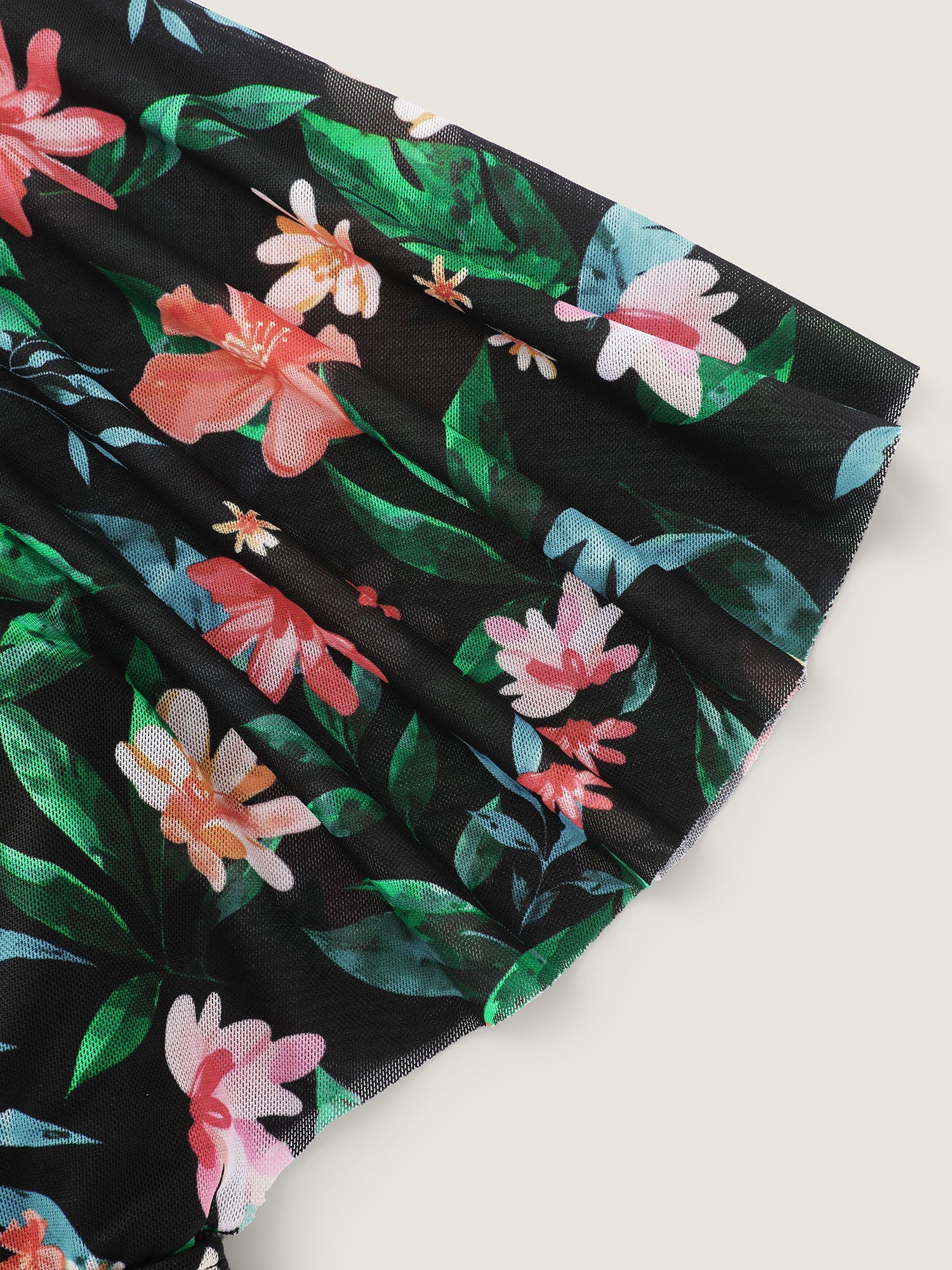 Floral Print Mesh Tiered Swim Dress