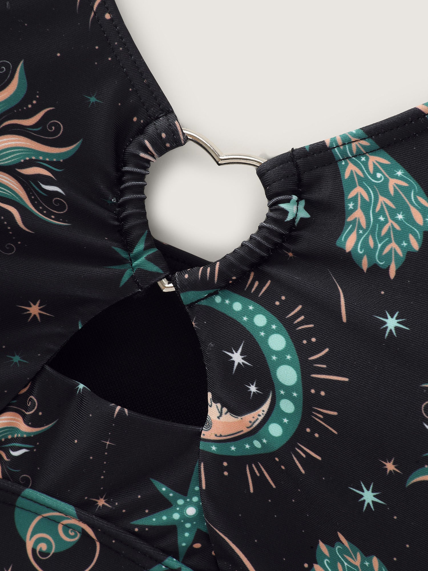 Star Moon Print Cut-Out Swim Top
