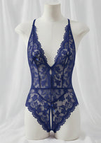 Bridal Whisper Halter Lace Crotchless Teddy