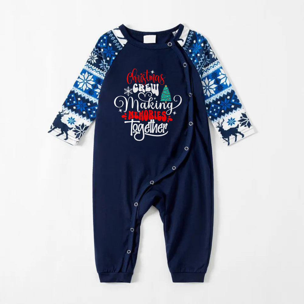 Joyful Blue Christmas Pajamas Set With Family Slogan Designs