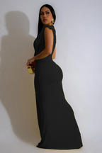 Deep V Neck Bodycon Streamer Decor Sleeveless Gowns Maxi Dresses-Pink