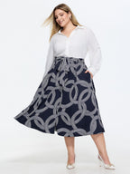 Abstract Print Waist-Tie Maxi Skirt