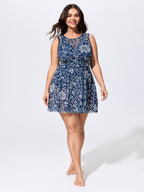 Floral Paisley Print Sheer Swim Dress