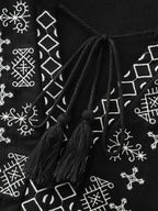 Cotton Boho Embroidered Tassel Blouse