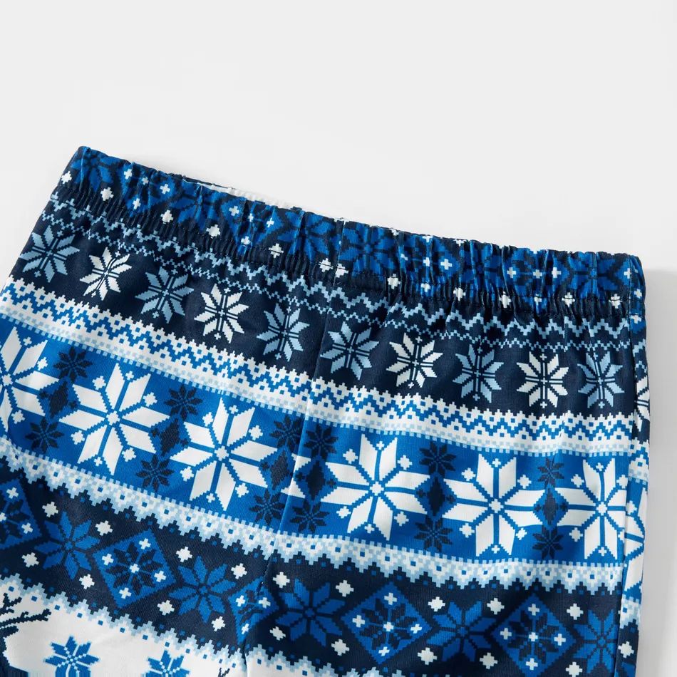 Joyful Blue Christmas Pajamas Set  With Snowman and Cheer Text Prints