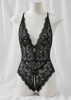 Bridal Whisper Halter Lace Crotchless Teddy