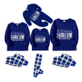 Christmas Family Matching Pajamas-Navy & White Plaid Pjs Set with "Christmas Crew Making Memories Together" Print
