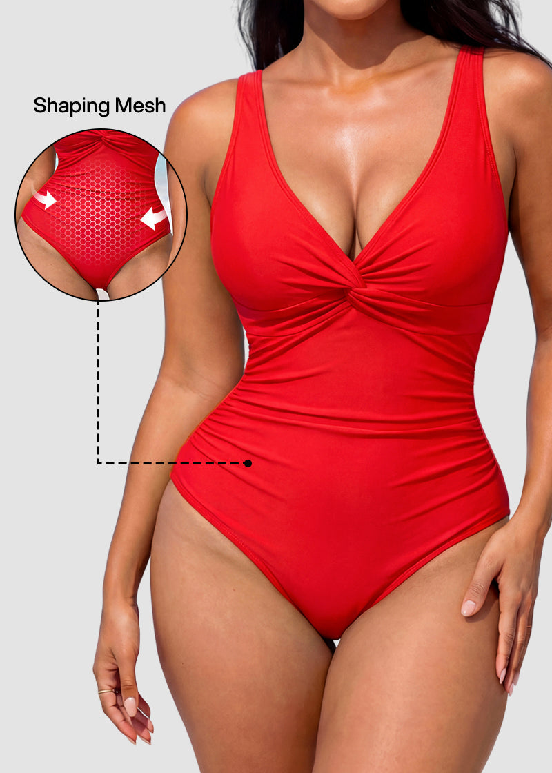 [Run One Size Smaller] Hourglass™ Twist Front Tummy Control One-Piece Swimsuit