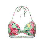 Mint Green & Pink Florals One-Piece Swimsuit&Bikini&Skirt