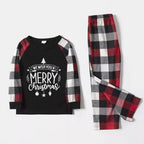 Christmas Family Matching Pajamas-Red and Gray Plaid Pjs set with "We Wish You A Merry Christmas" Print