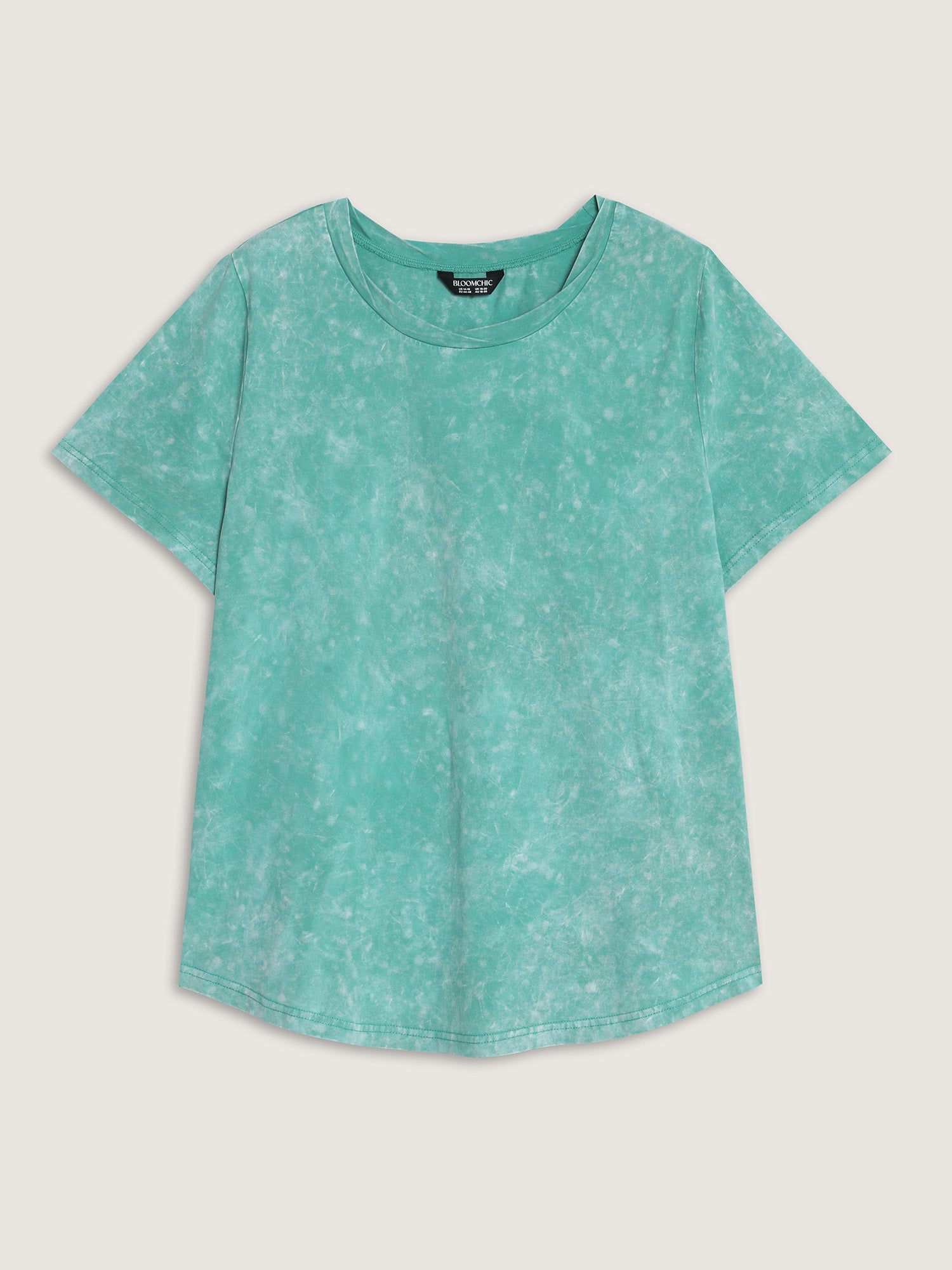 Cotton Stretchy Snowflake Effect Curvy Hem T-Shirt