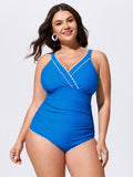 Color Contrast Ruched One-Piece Swim