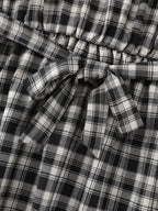 Check Print Waist-Tie Button Tank Top