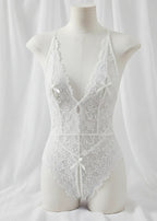 Bridal Whisper Halter Lace Crotchless Teddy