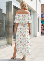 Women's Plus Size Off Shoulder Maxi Dress with Pockets