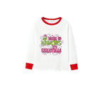 Family Christmas White Pajamas Set With Classic Christmas Print