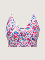 Geometric Print Cut-Out Neckline Swim Top