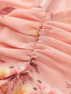 Floral Print Sweetheart Neckline Layered Blouse