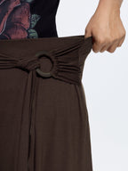 Waist-Tie Ruched Flowy-Fit Pants