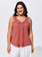 Supersoft Lace Neckline Sleeveless Knit Top