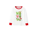 Family Christmas White Pajamas Set With "HO HO HO" & Cute Christmas Character Print