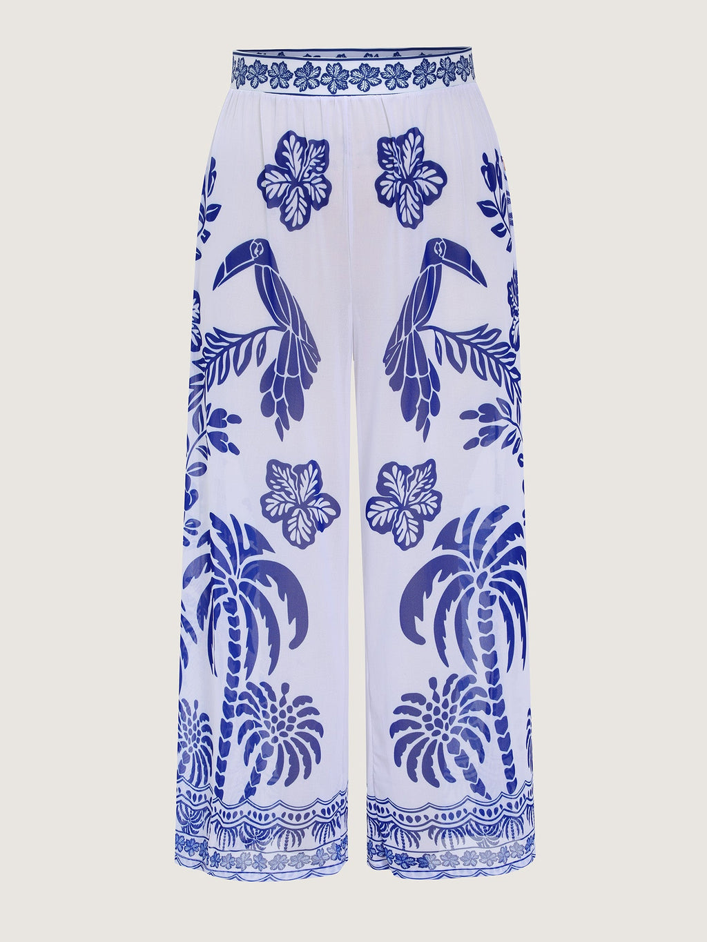 Sheer Pants Two-Piece Tropical Swim Bottoms