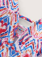 Geometric Print Cut-Out Neckline Swim Top