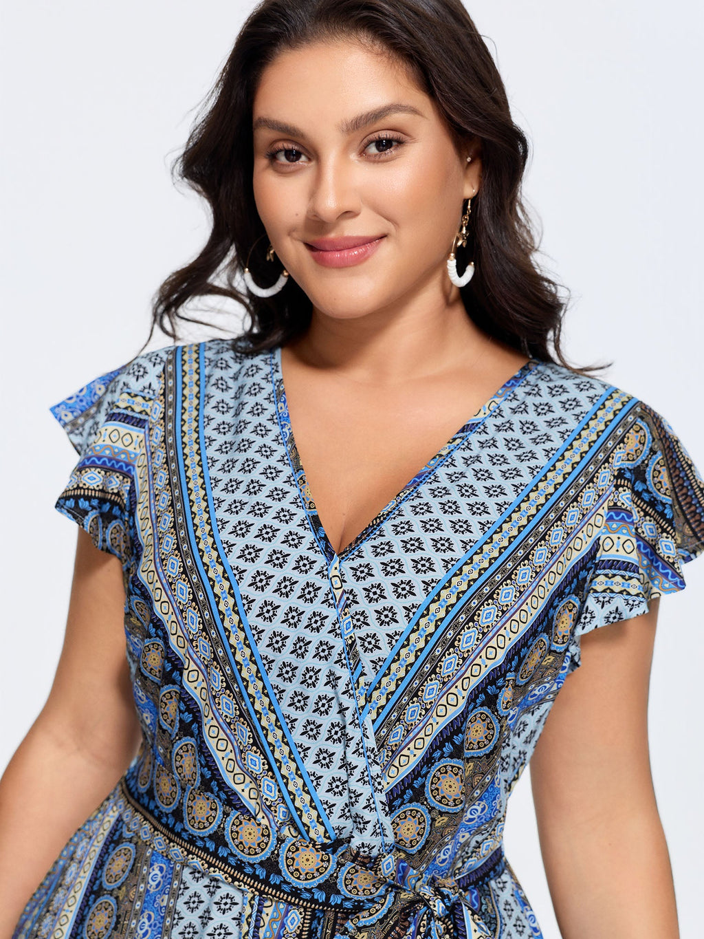 Boho Striped Print Back-Tie Romper