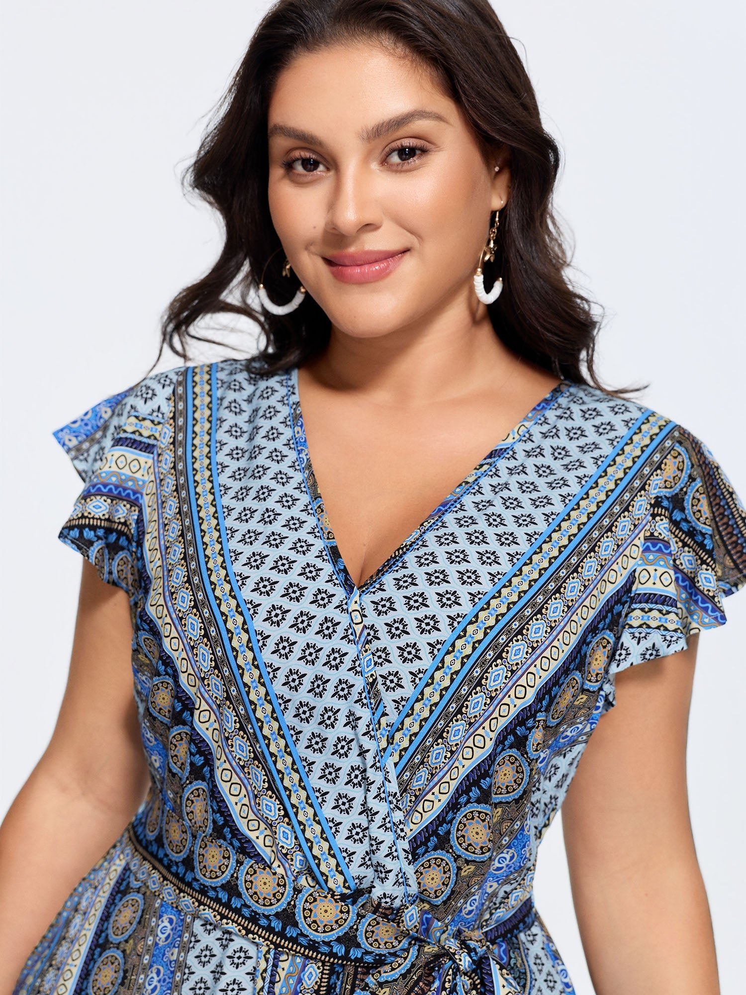 Boho Striped Print Back-Tie Romper