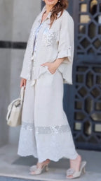 Women's Round Neck Stitching Printed Gold-stamped Commuter Suit