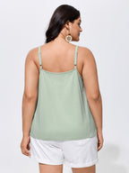 Cotton Lace Trim Flowy Plain Tank Top