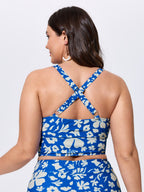 Floral Print Cut-Out Front Swim Top