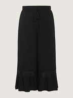 Lace Ruffled Hem Wide-Leg Pants