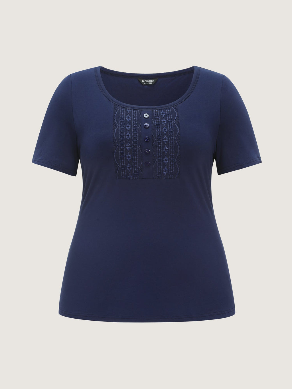 Supersoft Lace Trim Fitted Plain T-Shirt