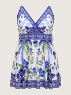 Tropical Palm Tree Print Swim Dress