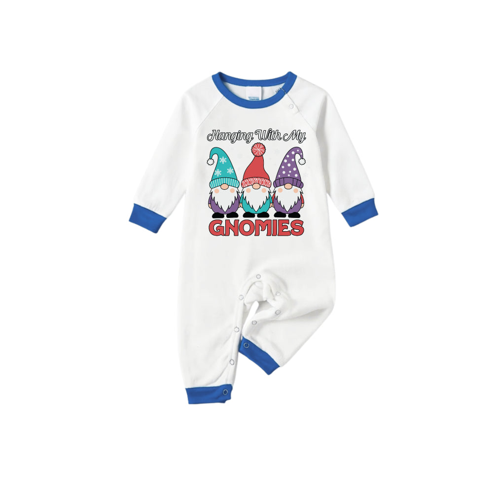 Family Holiday Christmas Blue Sleepwear Set with Christmas Gnome Print