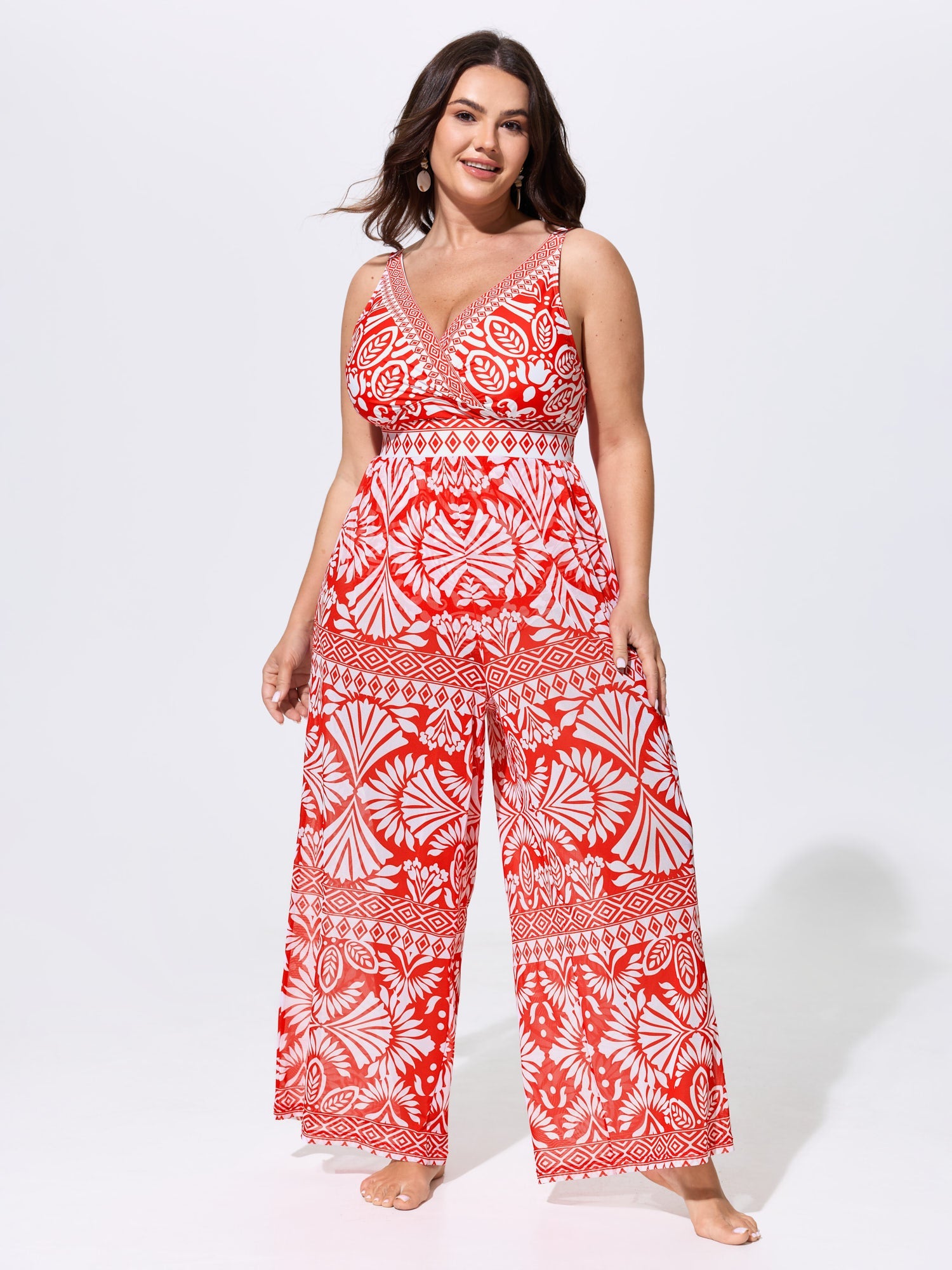 Pants Set Geometric Print One-Piece Swimsuit