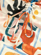 Geometric Print Ruched Bodice One-Piece Swim