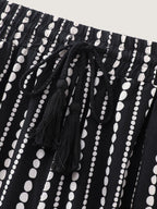 Striped Print Drawstring Waist Pants