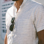The Bandit in White & Navy Slub Stripe