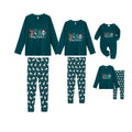 Christmas Family Matching Pajamas-Dark Green&Deer Patterned Pjs Set with "2025 Merry Christmas" Print