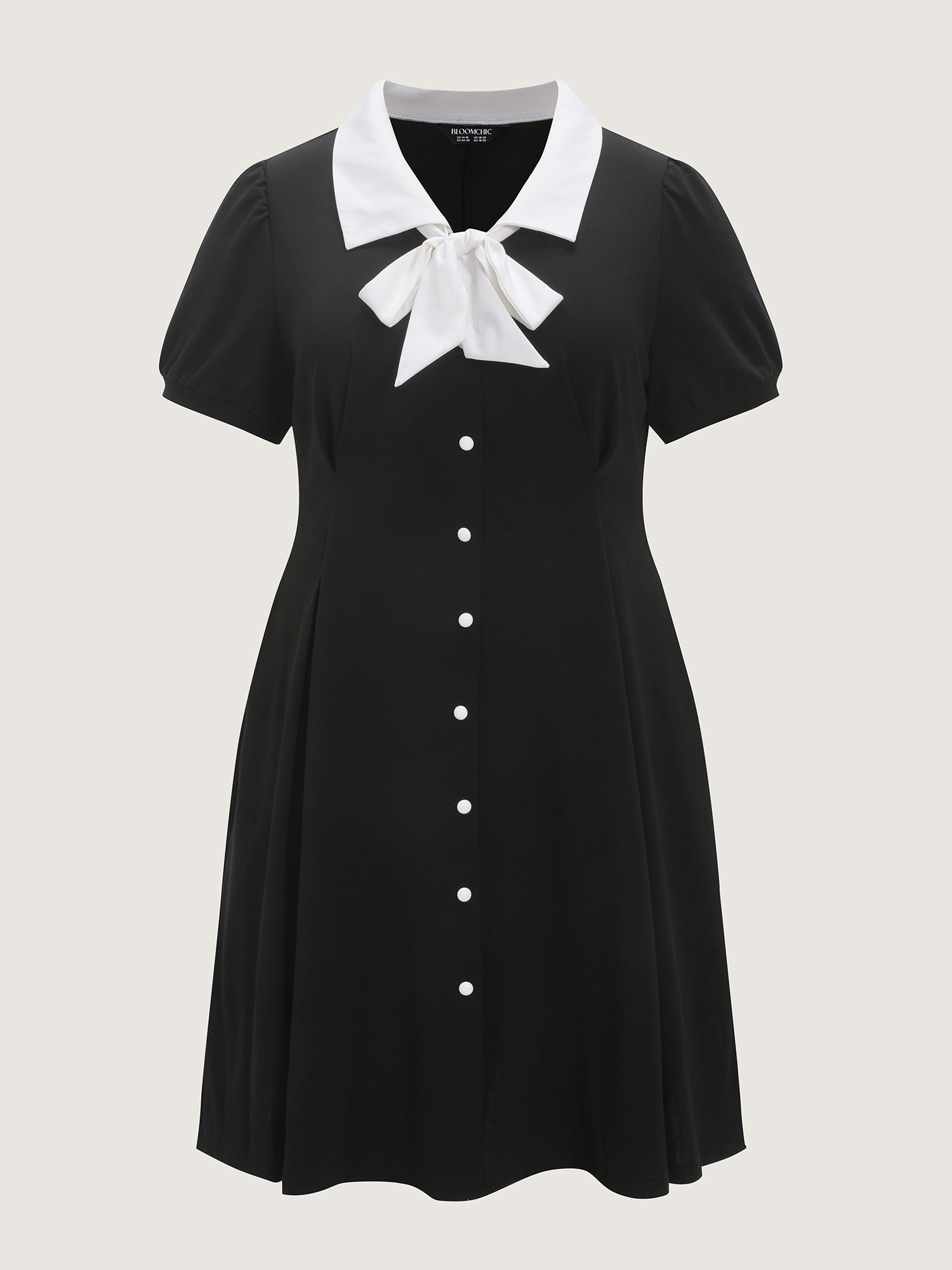 Stretchy Color Contrast Puffy Sleeve Mini Dress