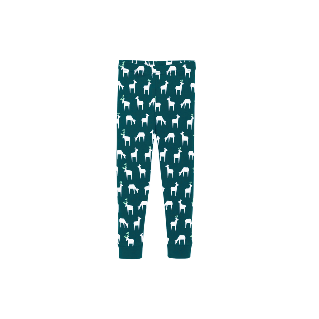 Christmas Family Matching Pajamas-Dark Green&Deer Patterned Pjs Set with "Hanging With My Gnomies" Print