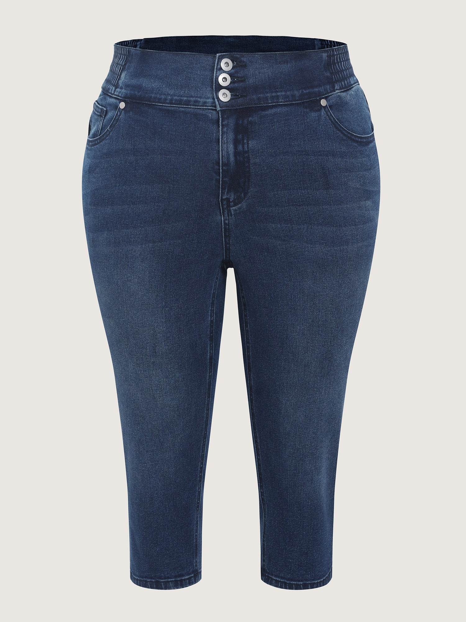 Stretchy Shirred Waist Cropped Jeans