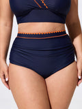 Color Contrast Embroidered Swim Bottoms