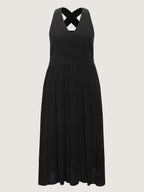 Shirred Pockets Flowy Fit Maxi Dress