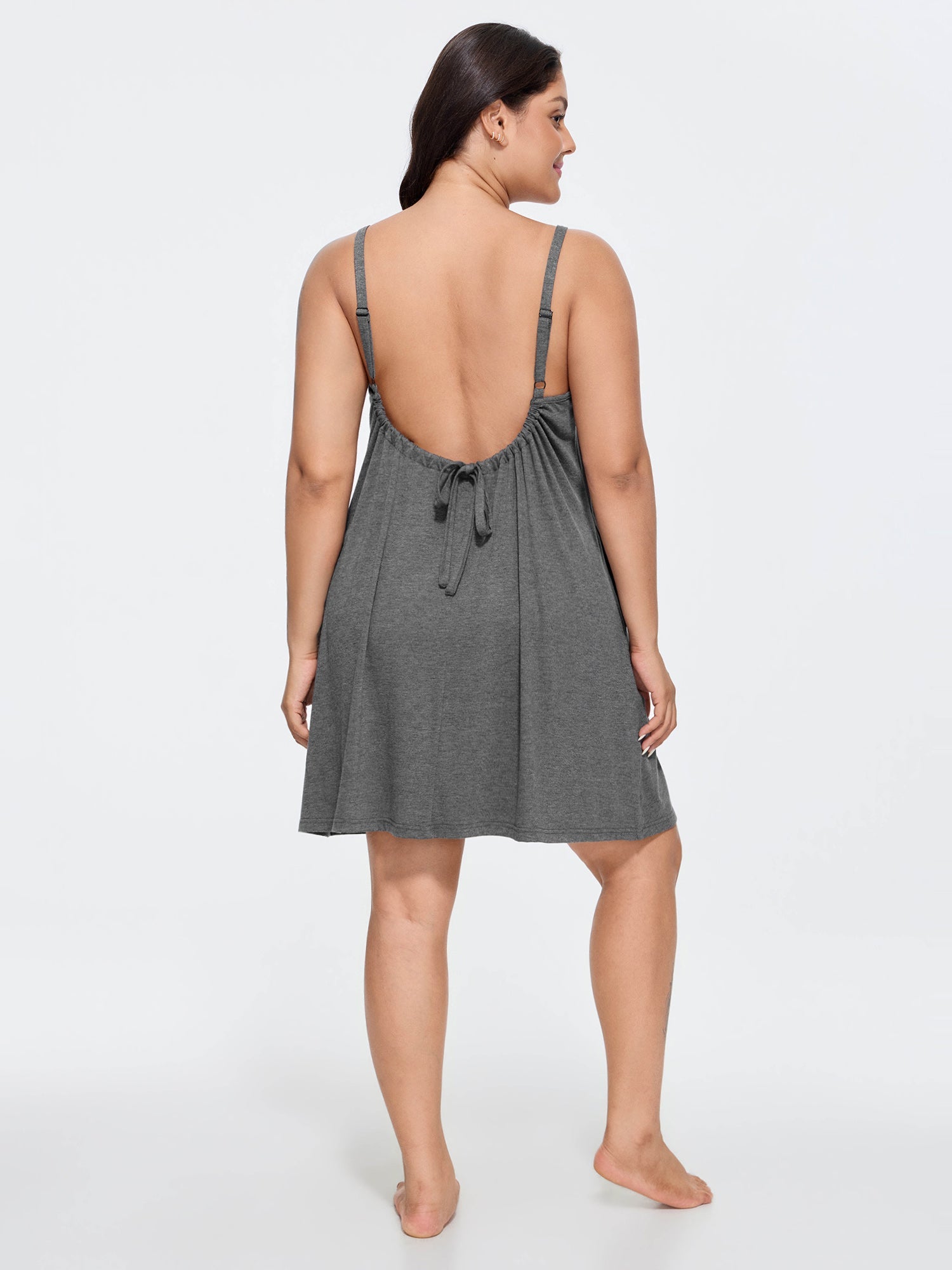 Supersoft Adjustable Drawstring Relaxed-Fit Backless Lounge Dress