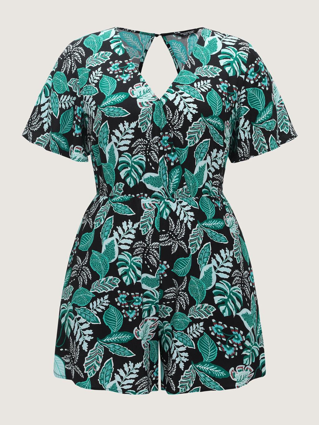 Tropical Print Cut-Out Back Romper