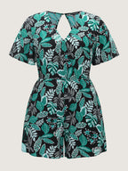 Tropical Print Cut-Out Back Romper